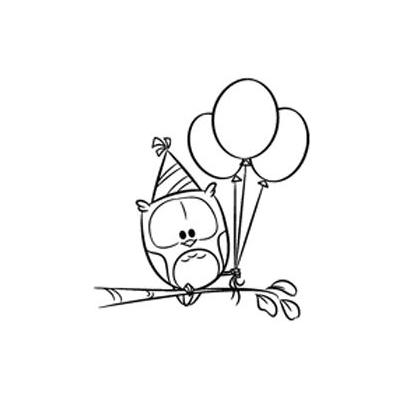 Impronte d’Autore Unmounted Rubber Stamp Gufo Palloncini - Eule mit Luftballons